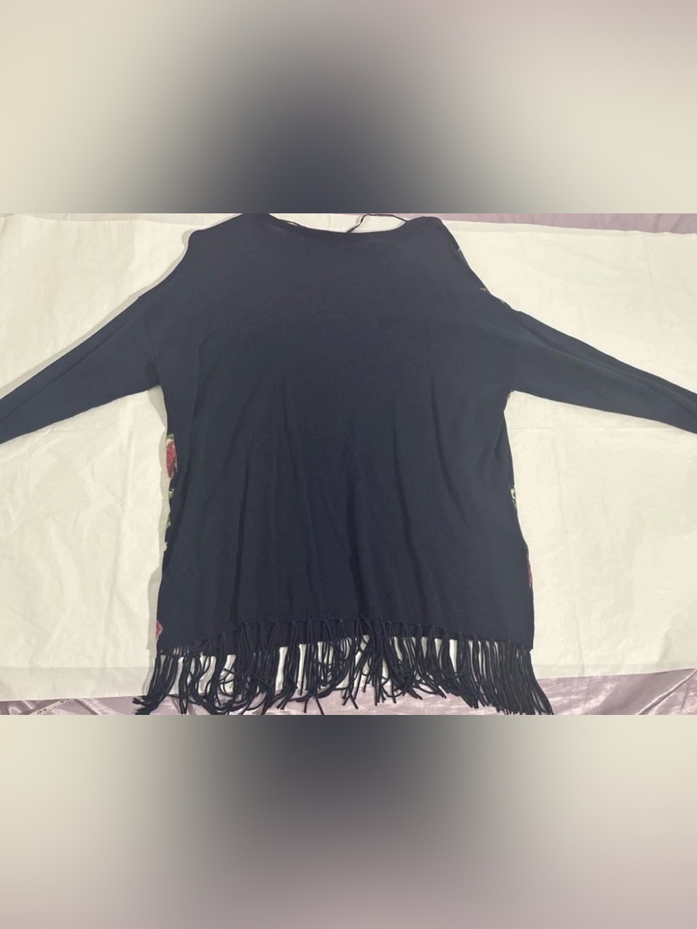 Desigual Floral Sequin Light Pullover Women's M Fringe - Picture 5 of 7
